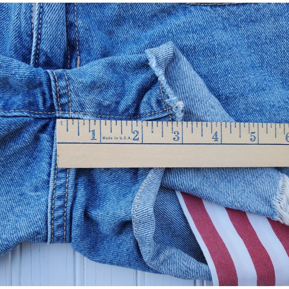 Old Navy Girls Size 14 High-Rise Denim Shorts with Flag Pockets Patriotic Blue - Picture 4 of 7